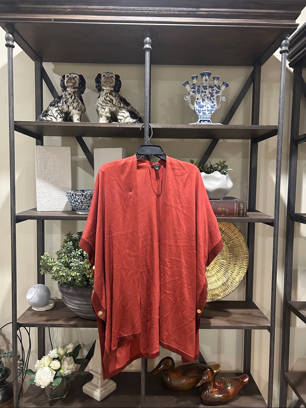 Ann Taylor Rust-Red womens Open Front Shawl - Vest